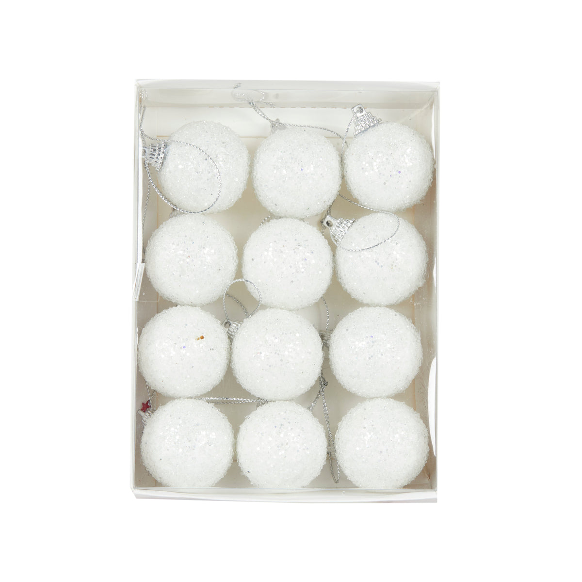 Mini White Sugar Baubles 12pk