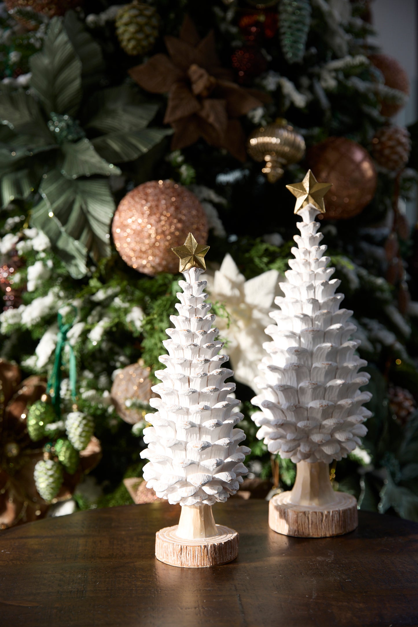 34.5 CM WASHED PINECONE TREE WITH STAR