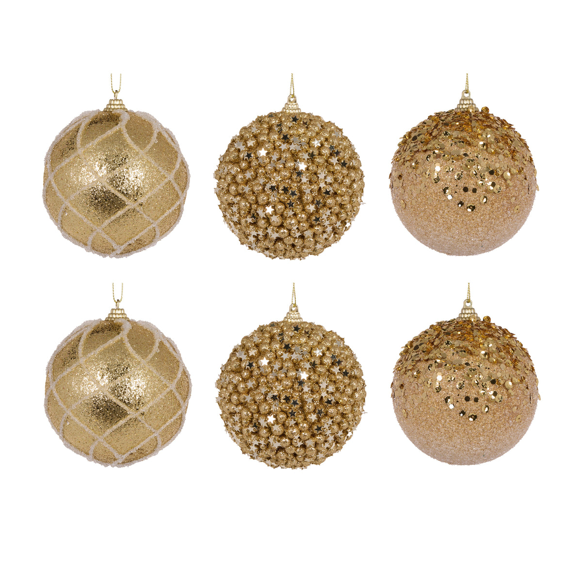 6 Pack Gold Shatterproof Baubles