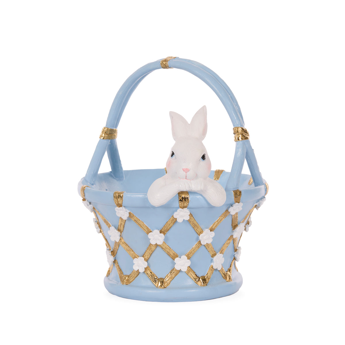 BLUE & GOLD BASKET WITH BUNNY