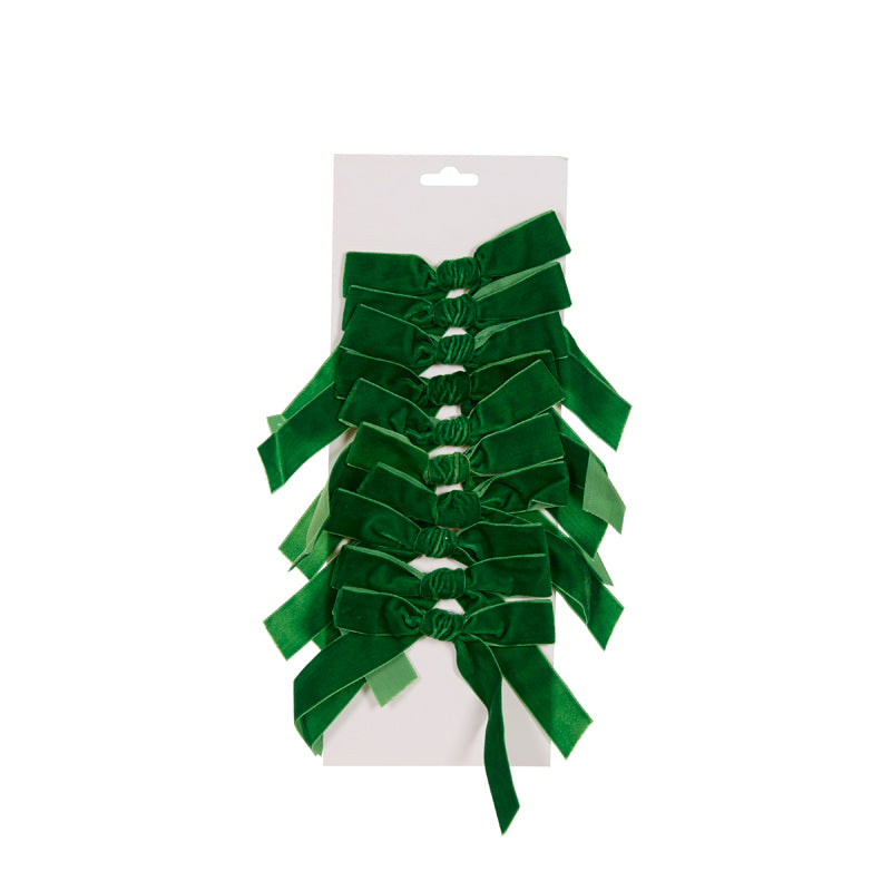 Set/10 5cm Green Velvet Bows