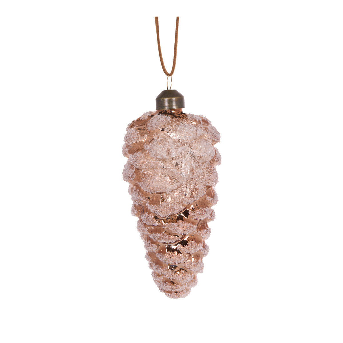 FROSTED COPPER LONG PINECONE BAUBLE