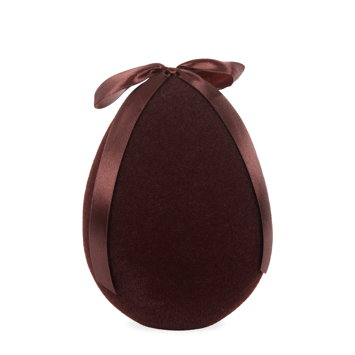 XL FLOCKED EGG WITH BOW BROWN