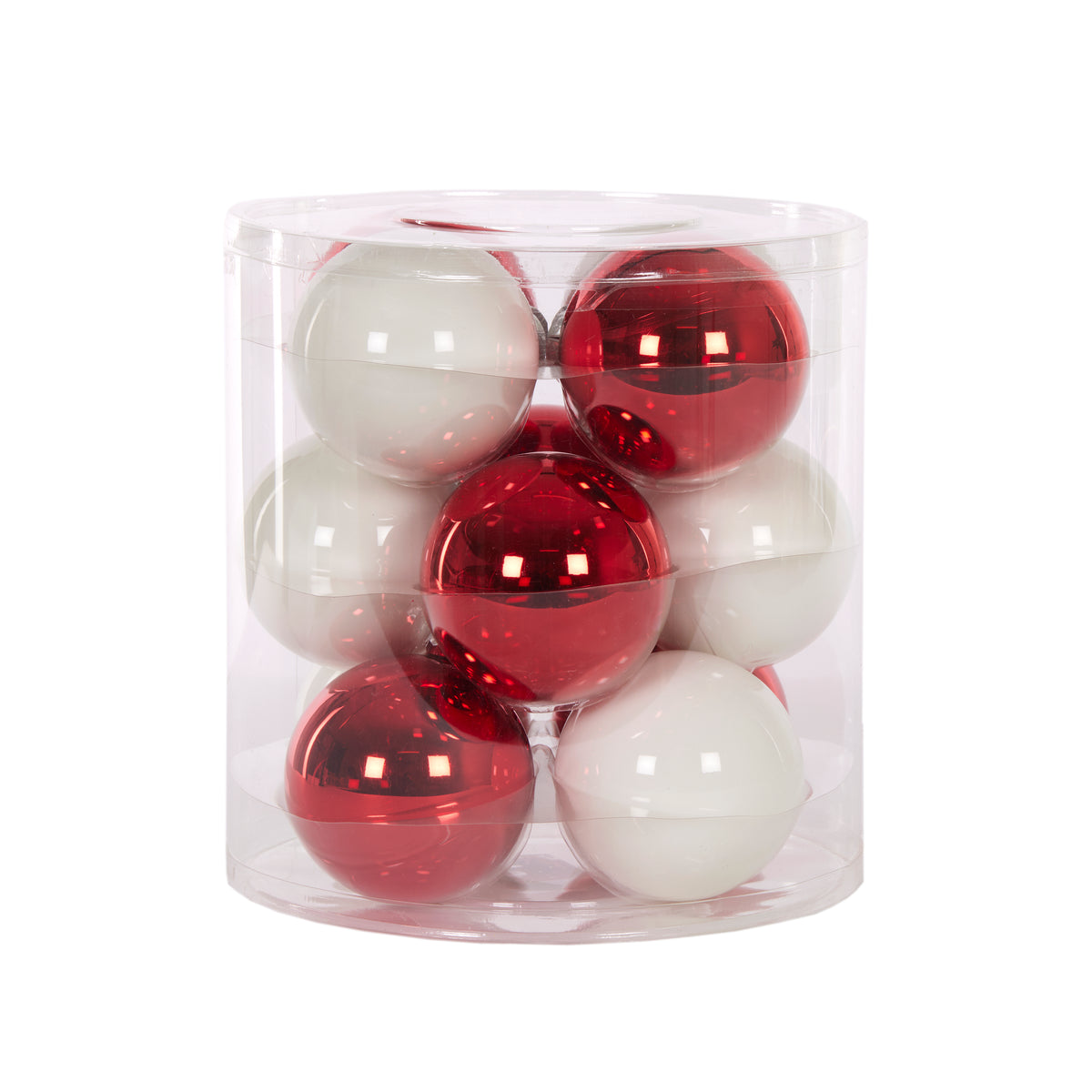 Red White Glass Baubles Mix