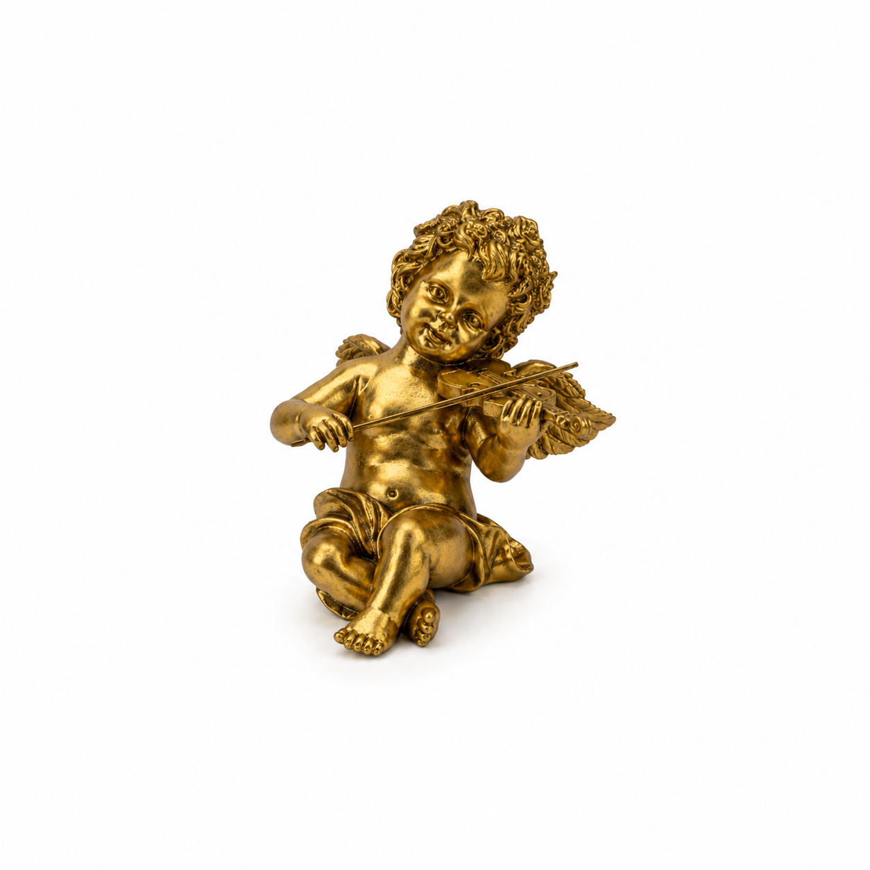 20cm Gold Cherub Playing Violin