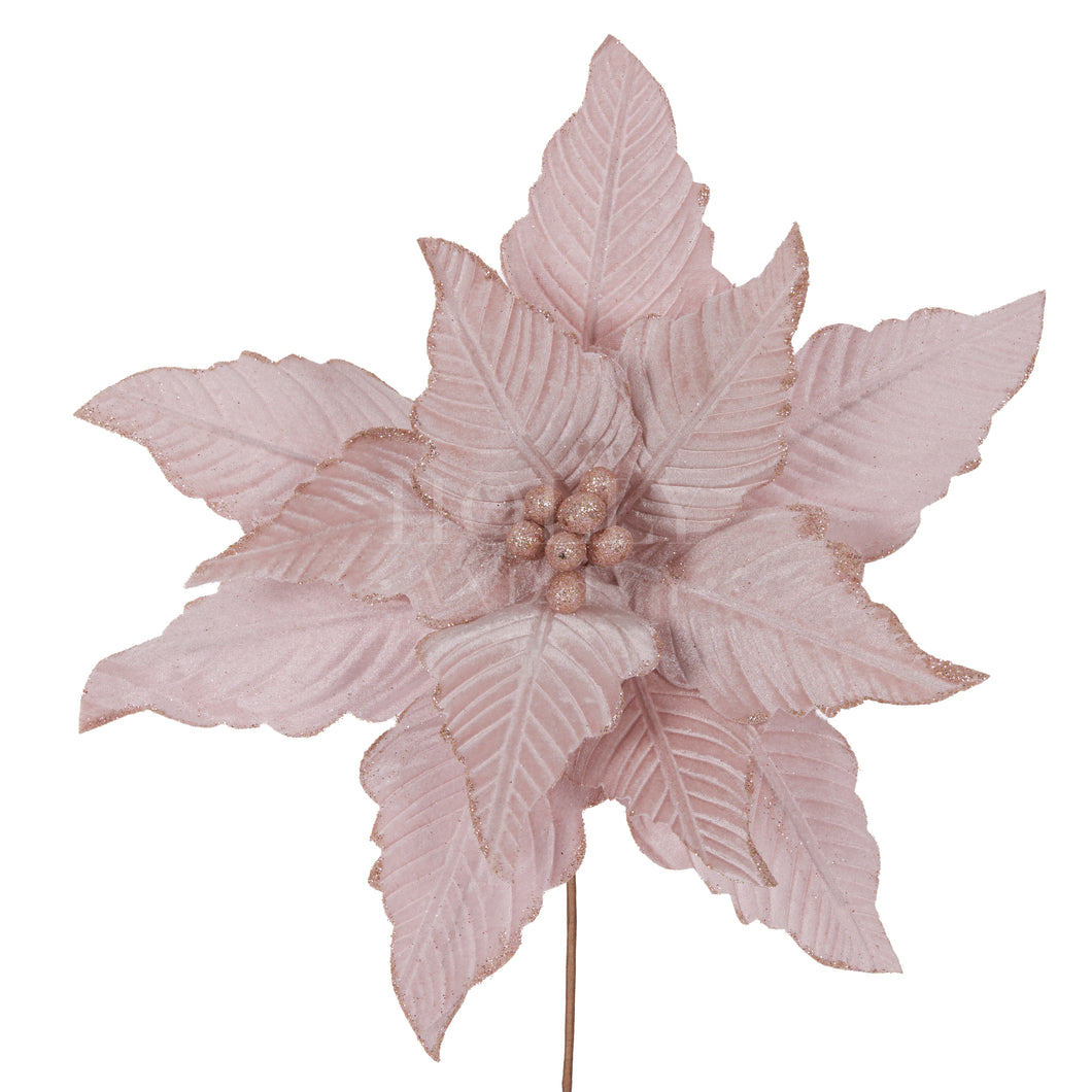 Lrg Luxe Pink Velvet Poinsettia