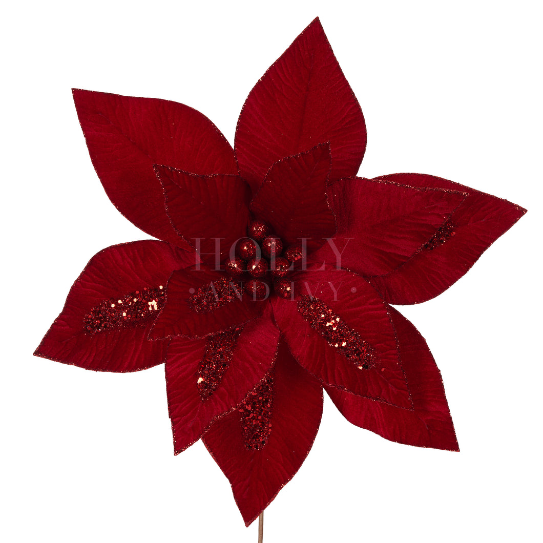 Luxe Embellished Red Poinsettia