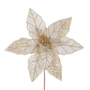 Ivory Glittered Vevet Poinsettia