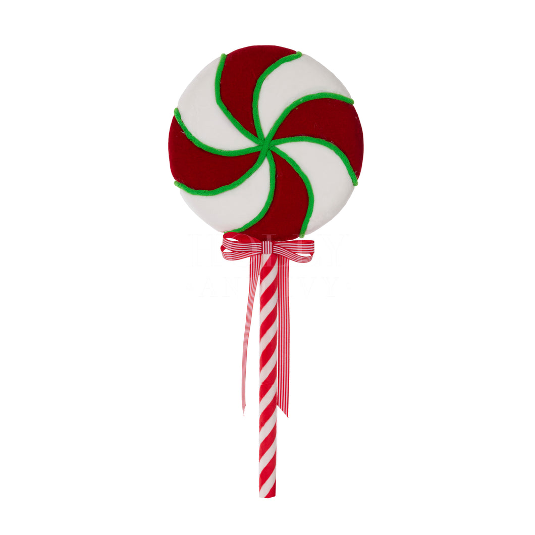 Large Red & White Peppermint Lollipop