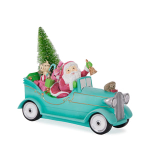 Led Retro Santa Driving Car