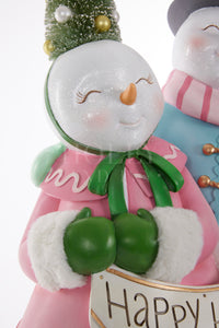 Vintage Happy Holidays Snowman Couple