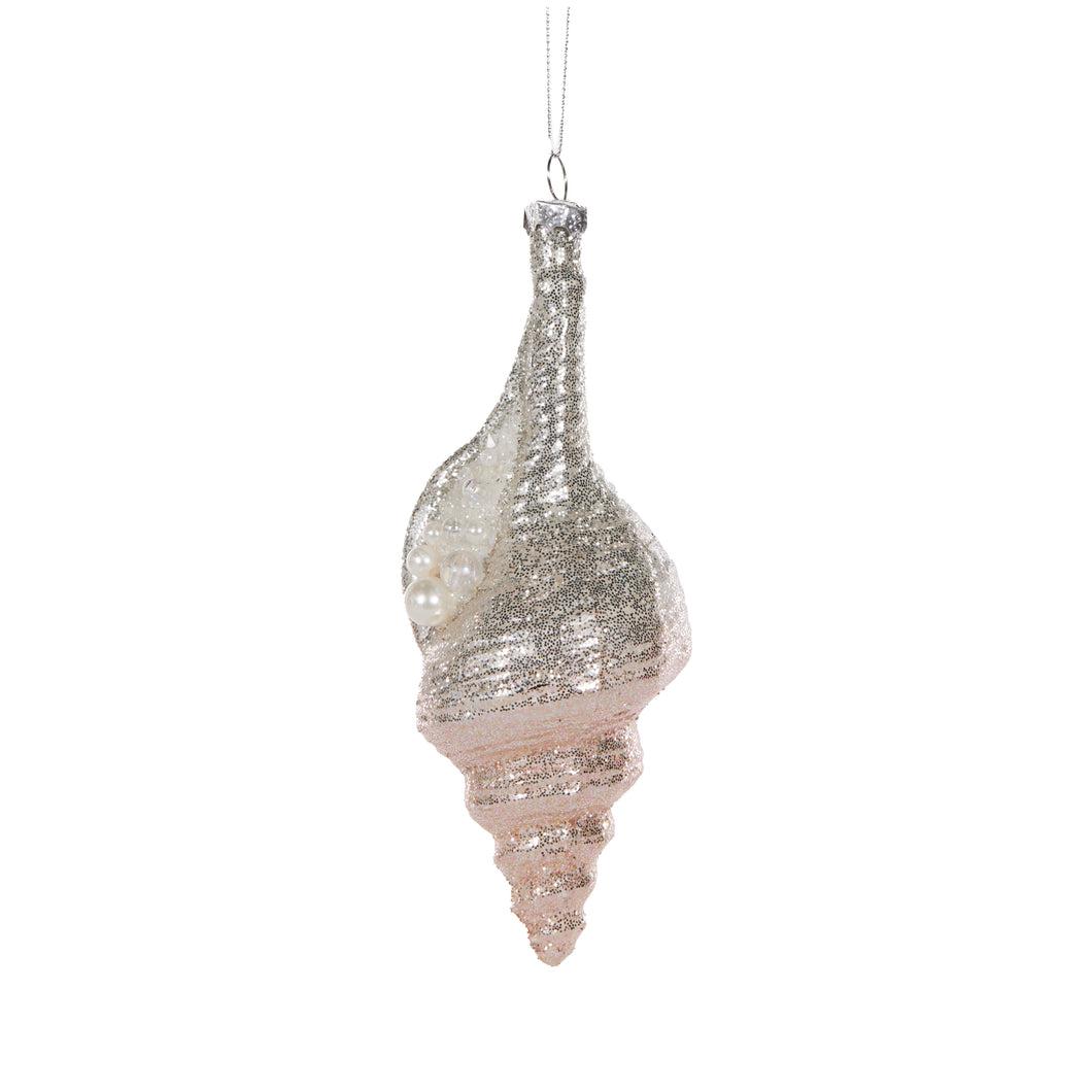 Metallic Conch With Pearls Hanging