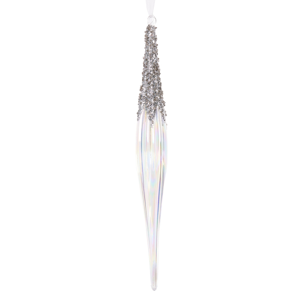 30.5Cm Silver Iced Crystal Hanging