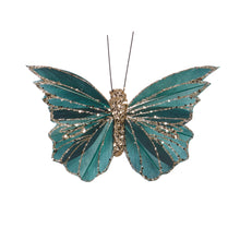 Load image into Gallery viewer, Set/6 Mini Emerald Clip Butterflies

