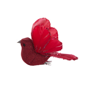 Set/6 Red Petal Clip Birds