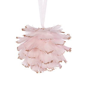 12Cm Pink Feather Bauble