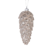 Load image into Gallery viewer, Metallic Champagne Long Pinecone Bauble

