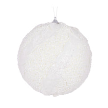 Load image into Gallery viewer, Xl White Glitter Leaf Bauble
