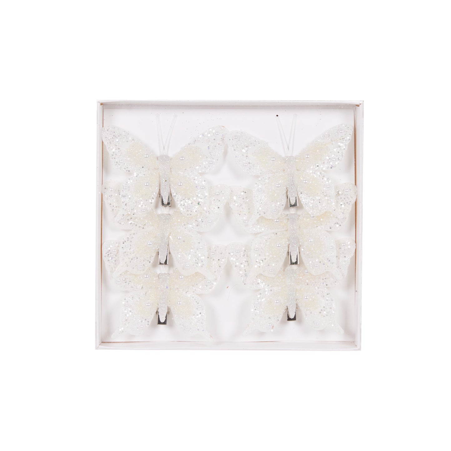 Set/6 Mini White Butterfly Clips