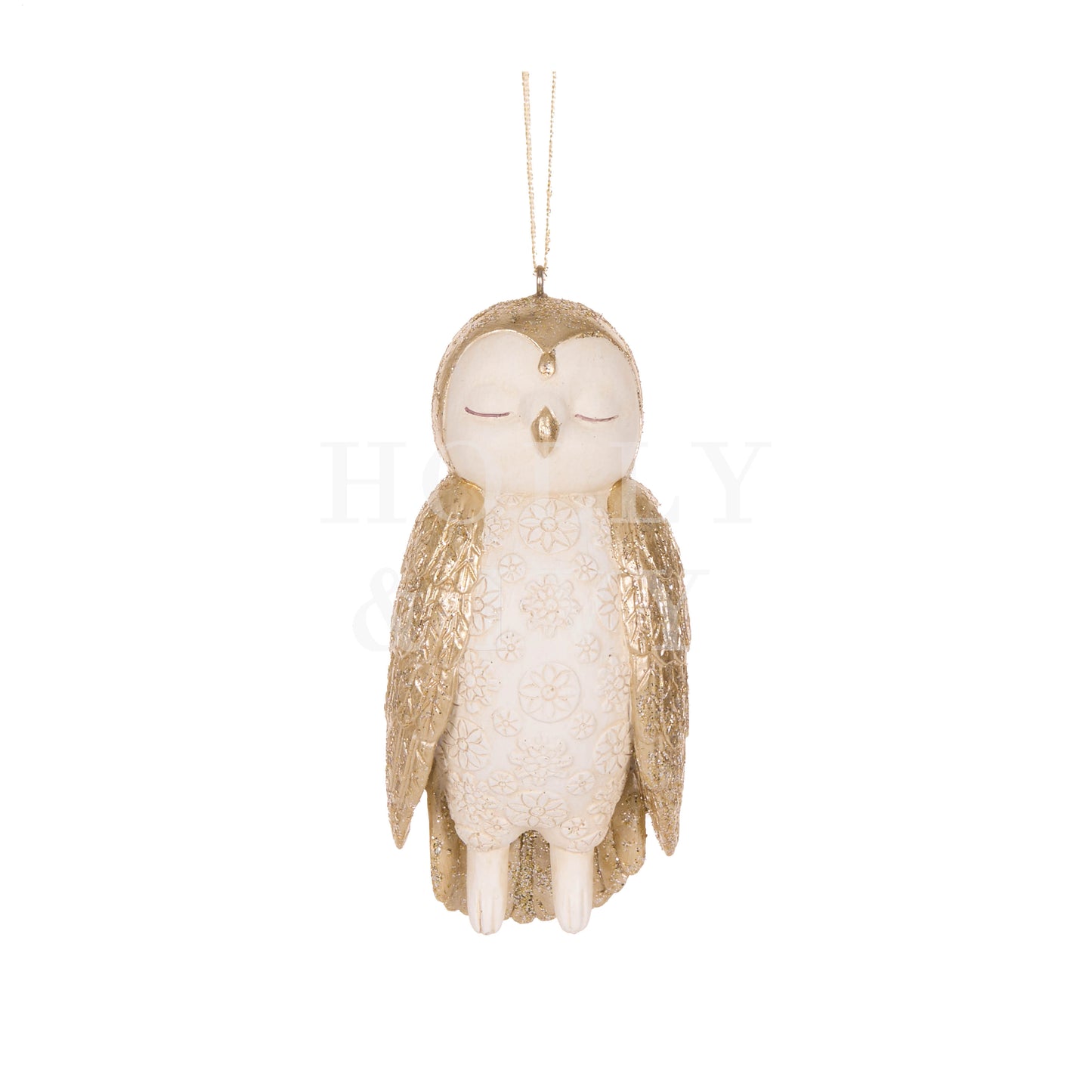 Gold Sleeping Owl Ornament