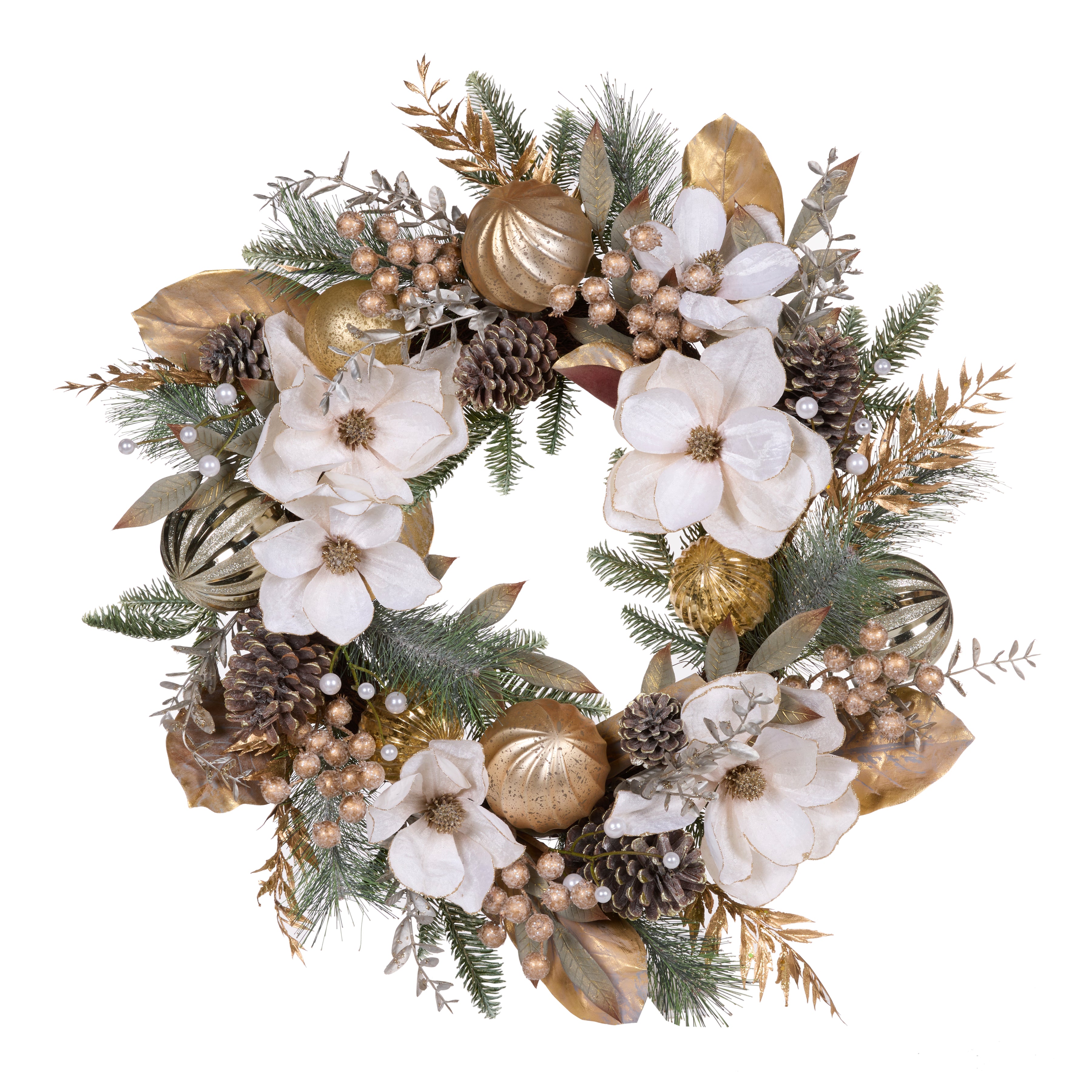 71 Cm Gilded Magnolia Wreath Holly Ivy 71-cm-gilded-magnolia-wreath-holly-ivy