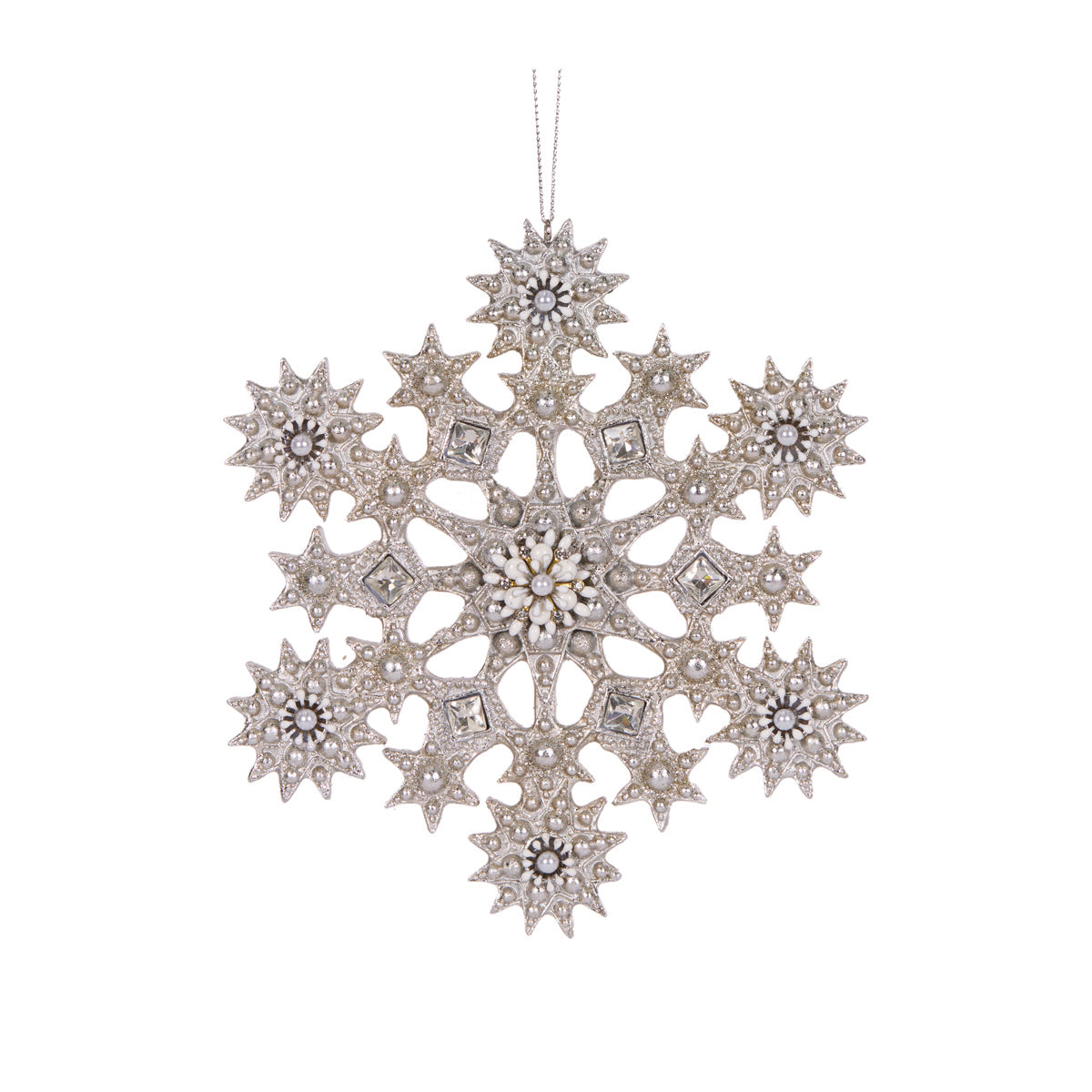 16.6 CM BEADED DECO SNOWFLAKE ORNAMENT