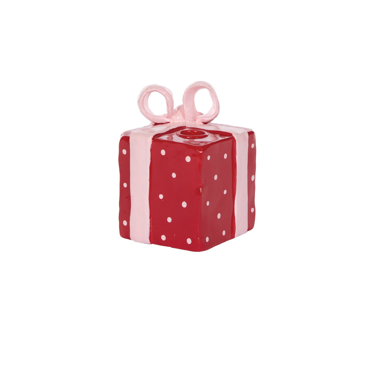 RED PRESENT CANDLE HOLDER