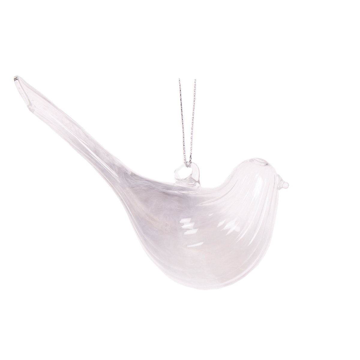 CLEAR GLASS DOVE HANGING