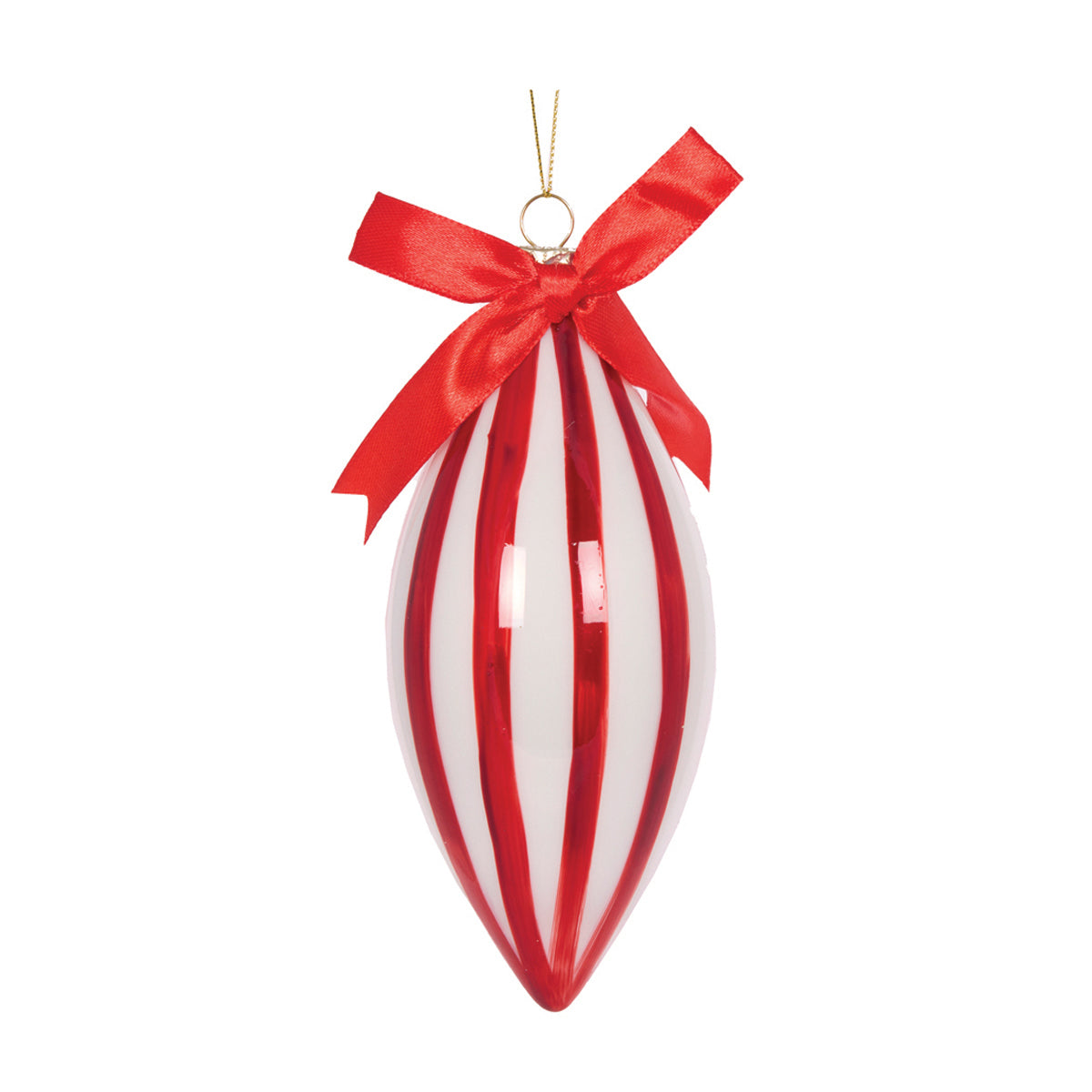 PEPPERMINT STRIPE BOW DROP BAUBLE