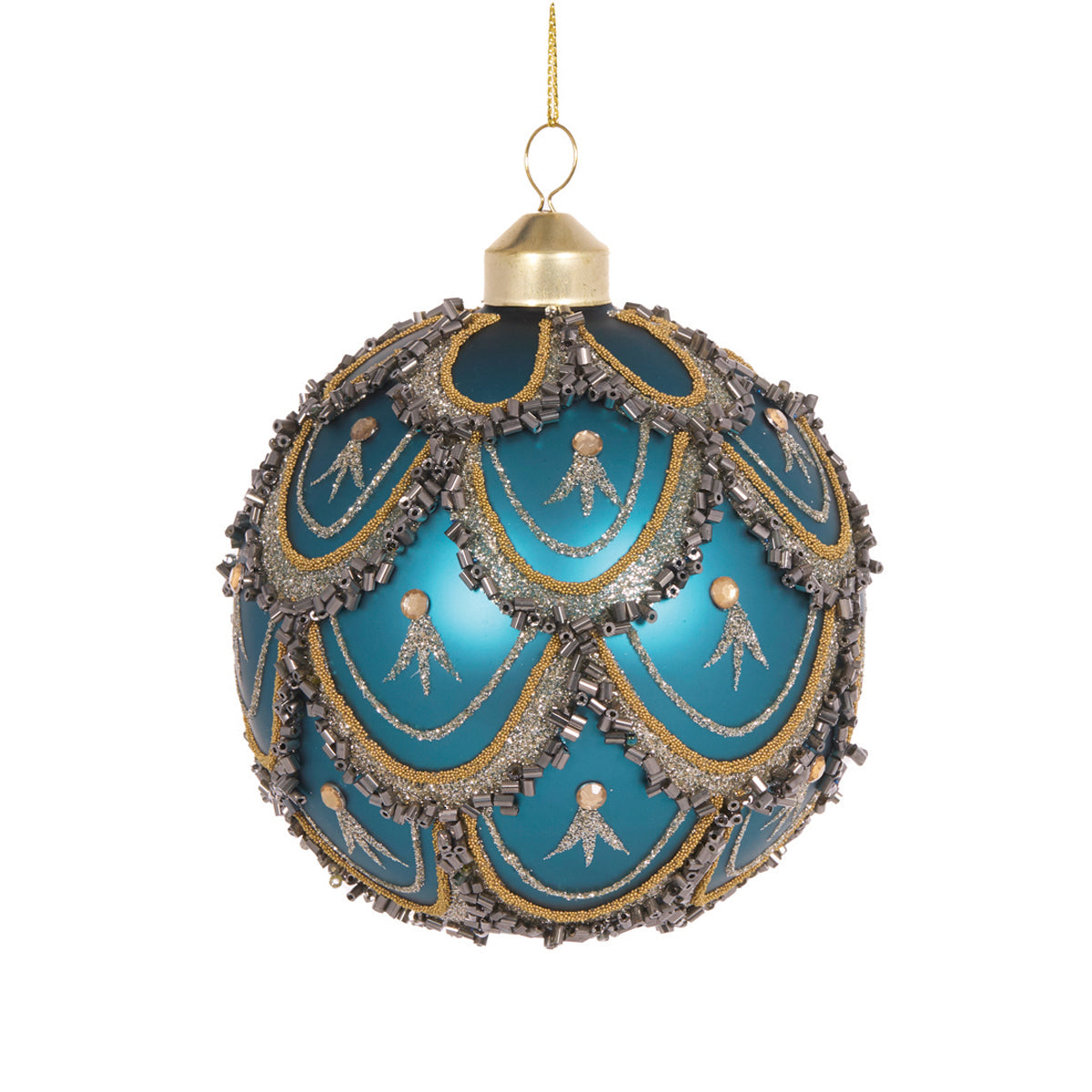 MATTE TEAL SCALLOPED BAUBLE