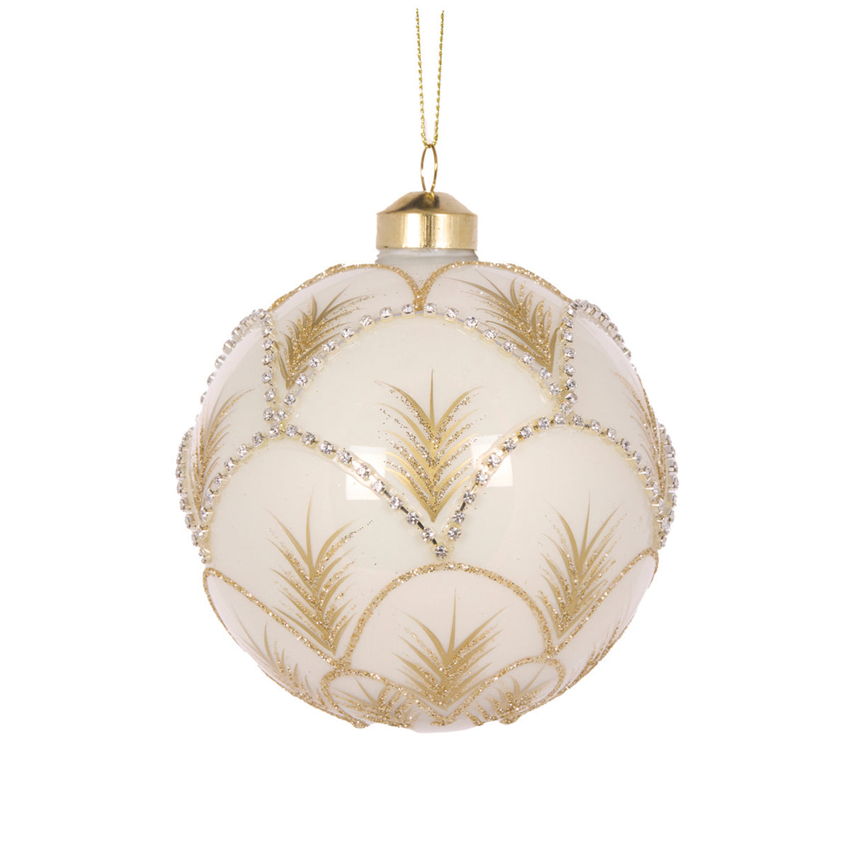 WHITE AND GOLD FEATHERED ARCH BAUBLE