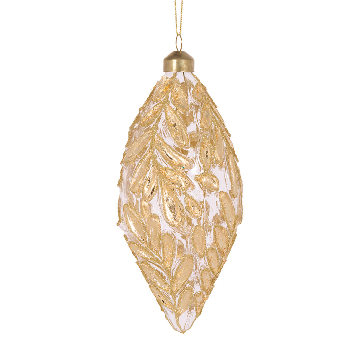 CLEAR FOILED FOLIAGE DROP BAUBLE