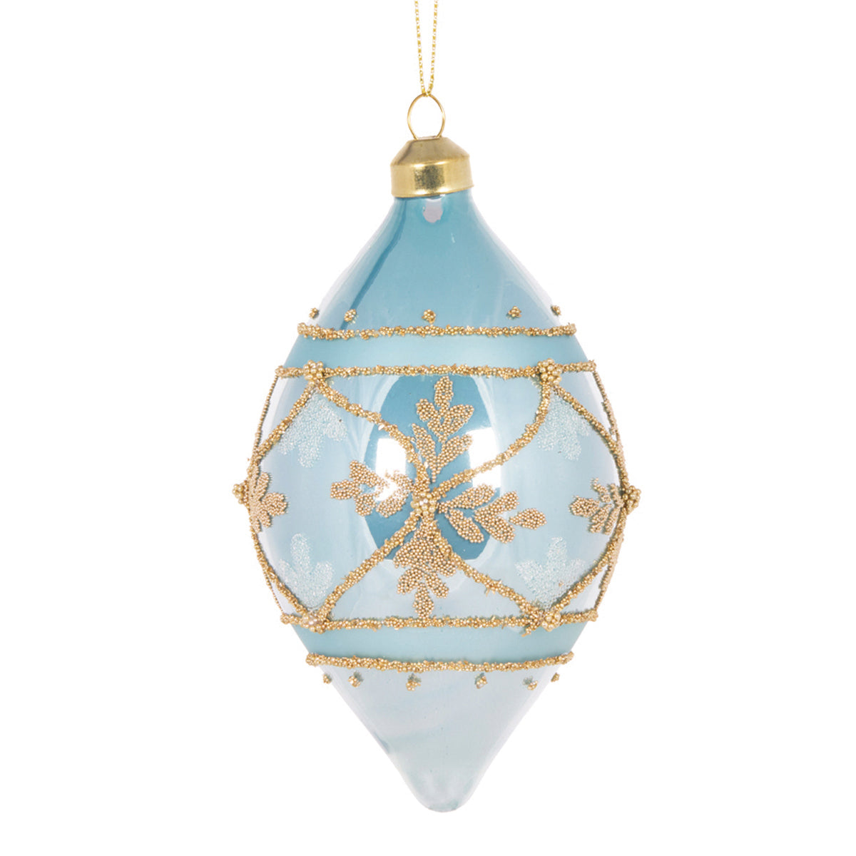 BLUE EMBELLISHED DECO DROP BAUBLE