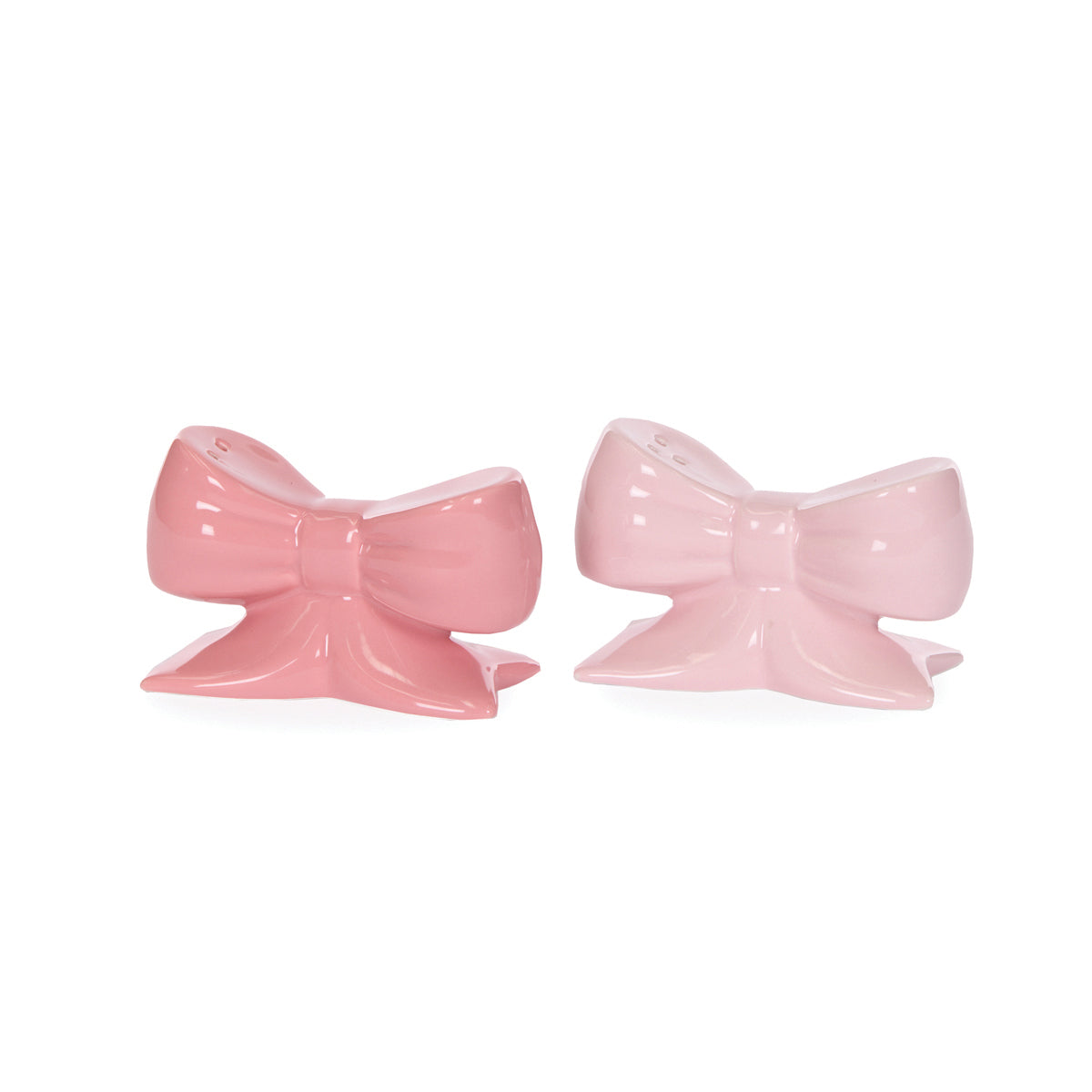 CERAMIC PINK BOWS SALT AND PEPPER SHAKERS