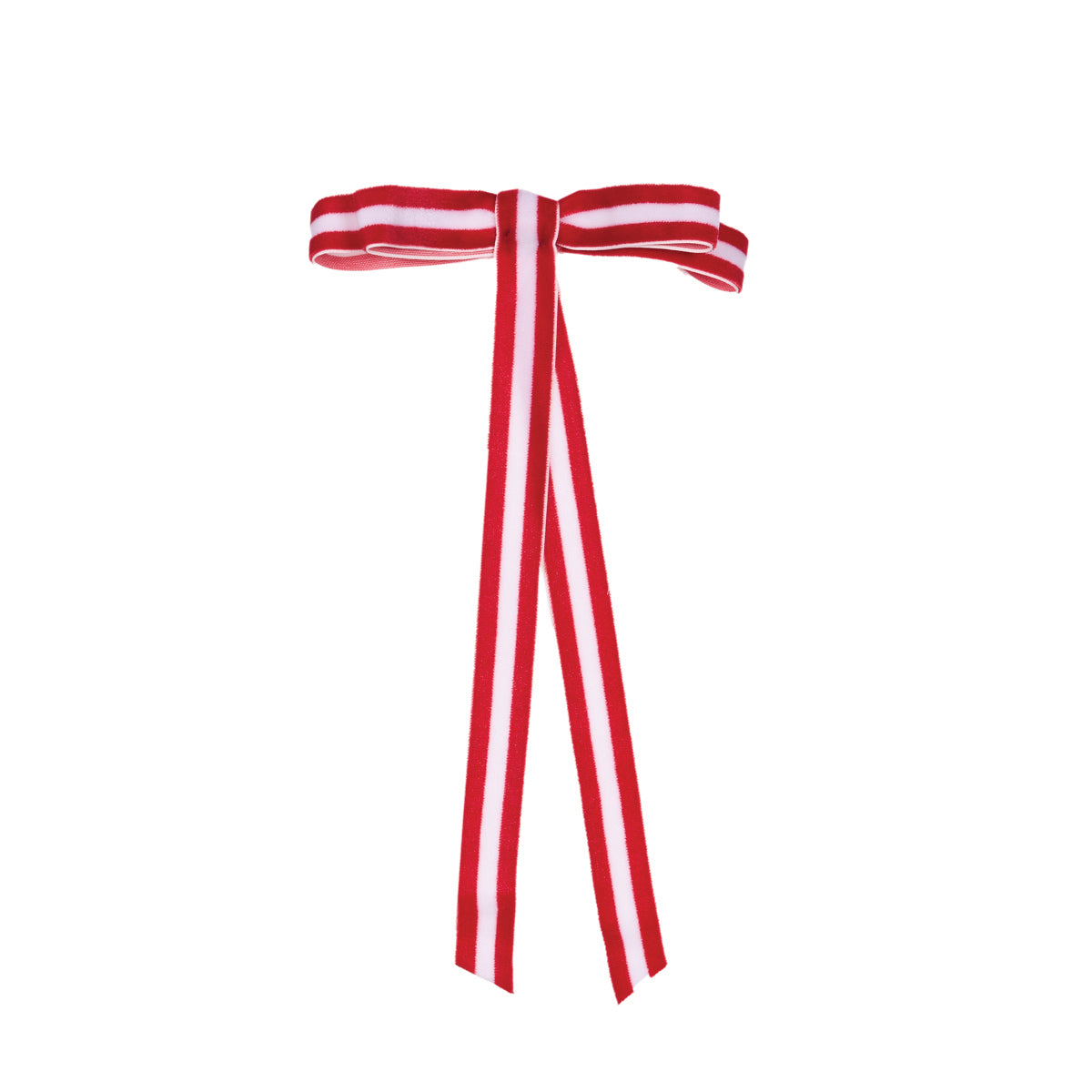 6 PK RED AND WHITE STRIPE VELVET BOWS