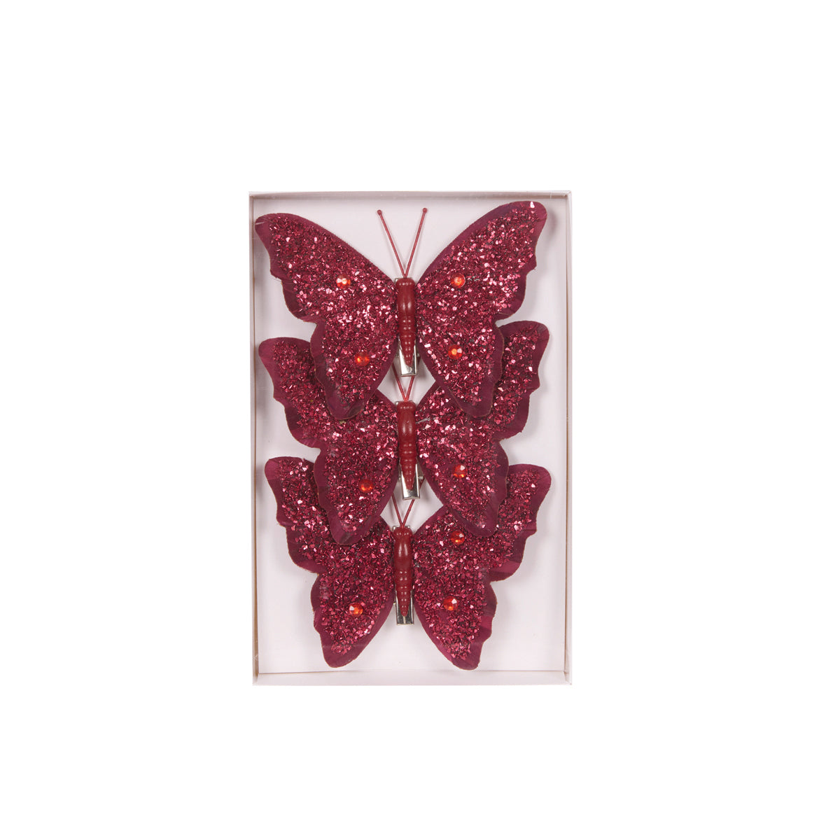 3PK BURGUNDY BUTTERFLIES