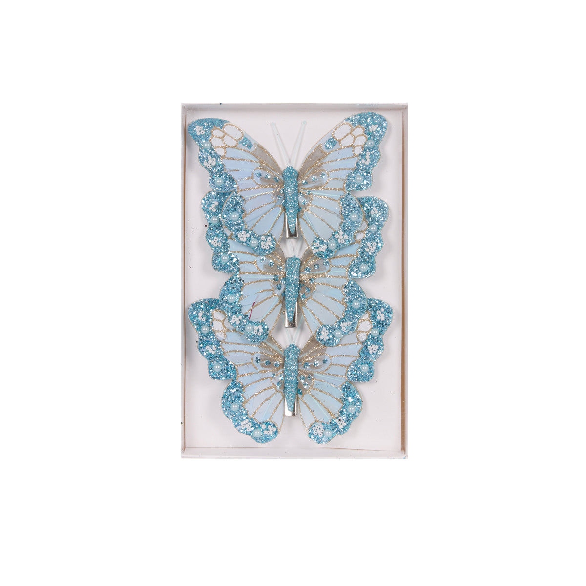 3PK LIGHT BLUE SHIMMERING BUTTERFLIES