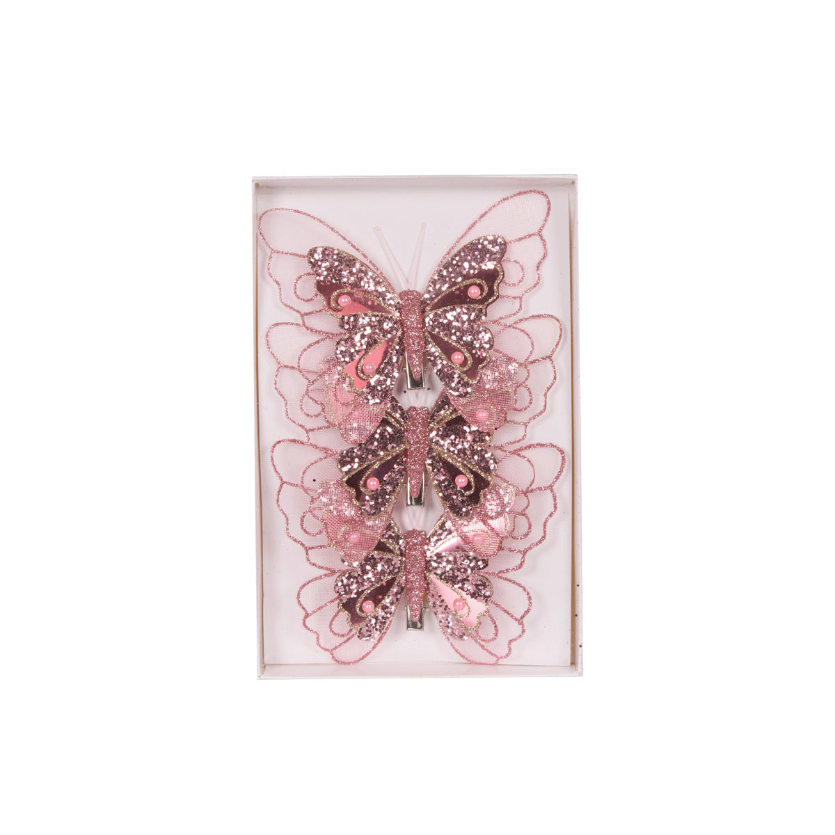 3PK PINK EMBELLISHED BUTTERFLIERS