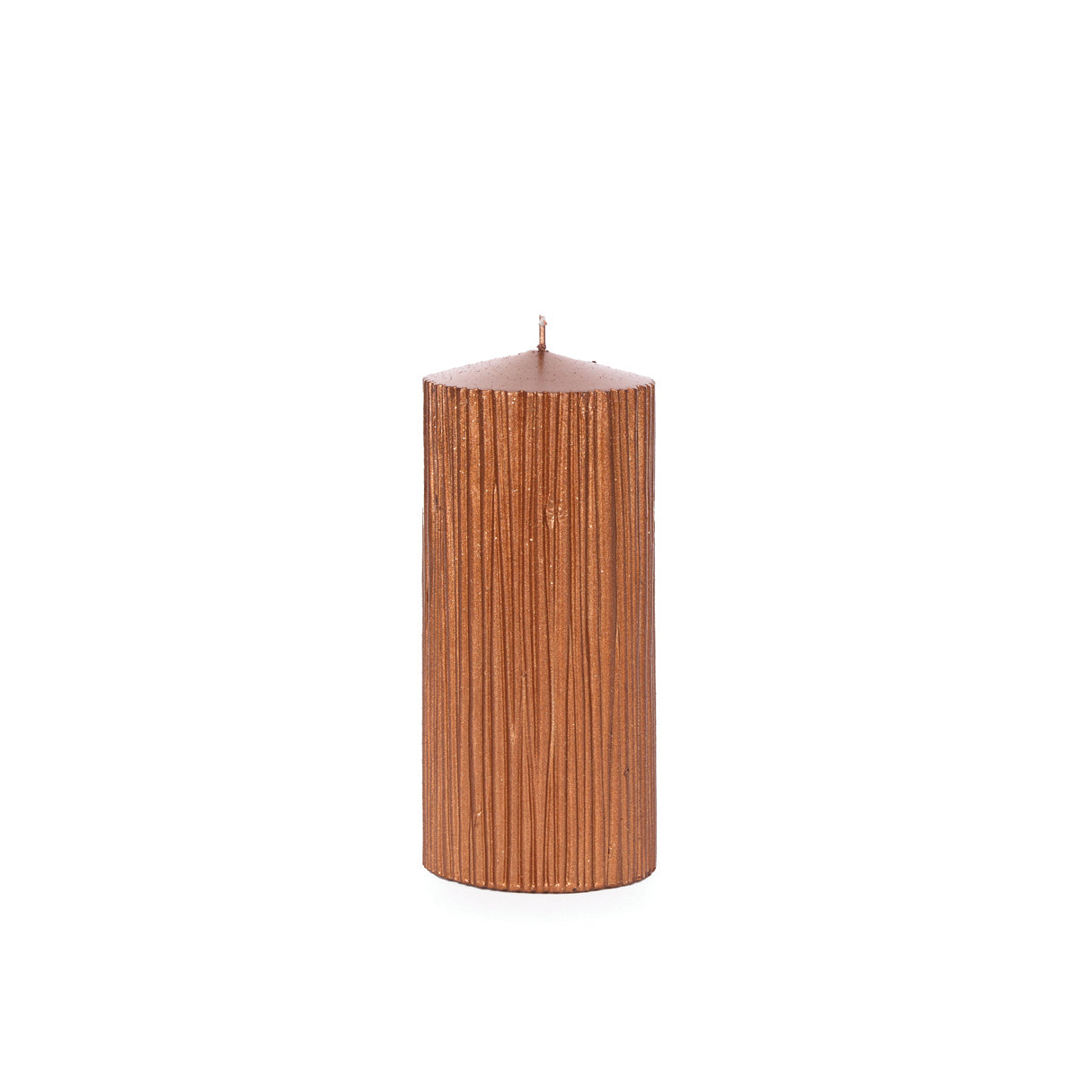 15.5 CM COPPER RIBBED PILLAR CANDLE