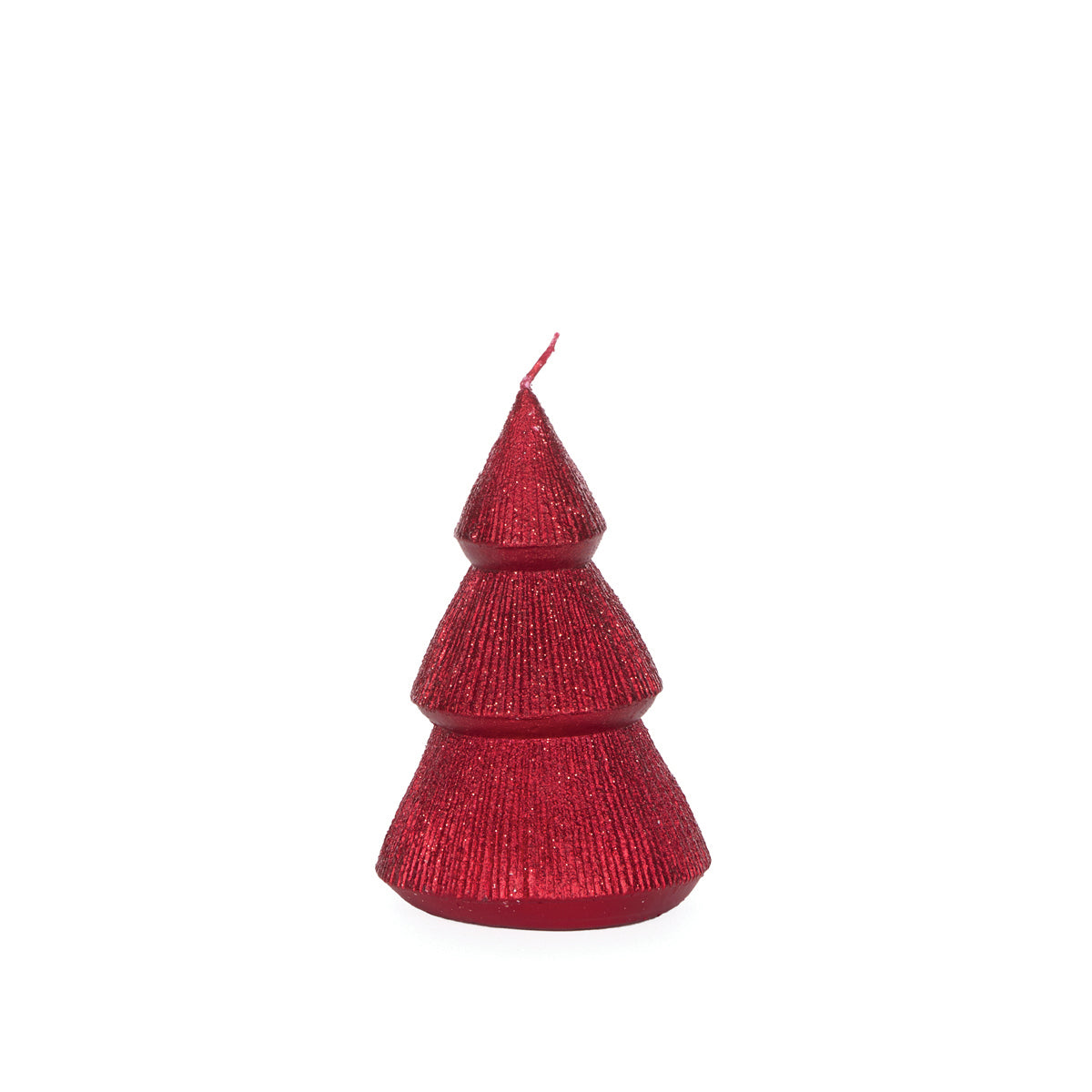 11 CM RED RIBBED TREE CANDLE