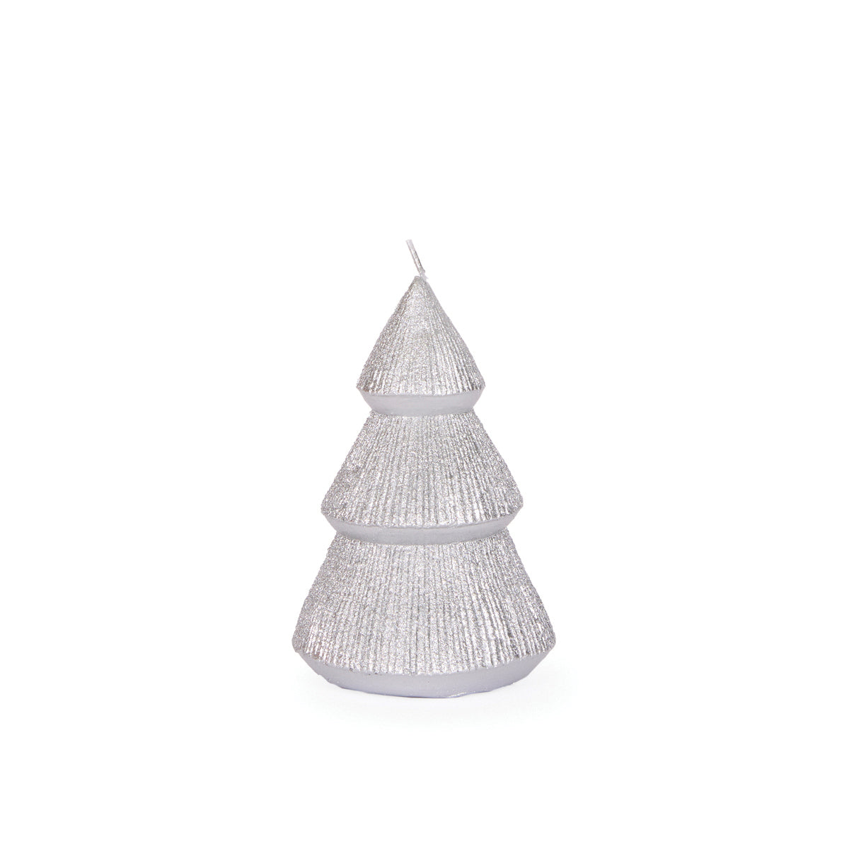 11 CM SILVER RIBBED TREE CANDLE