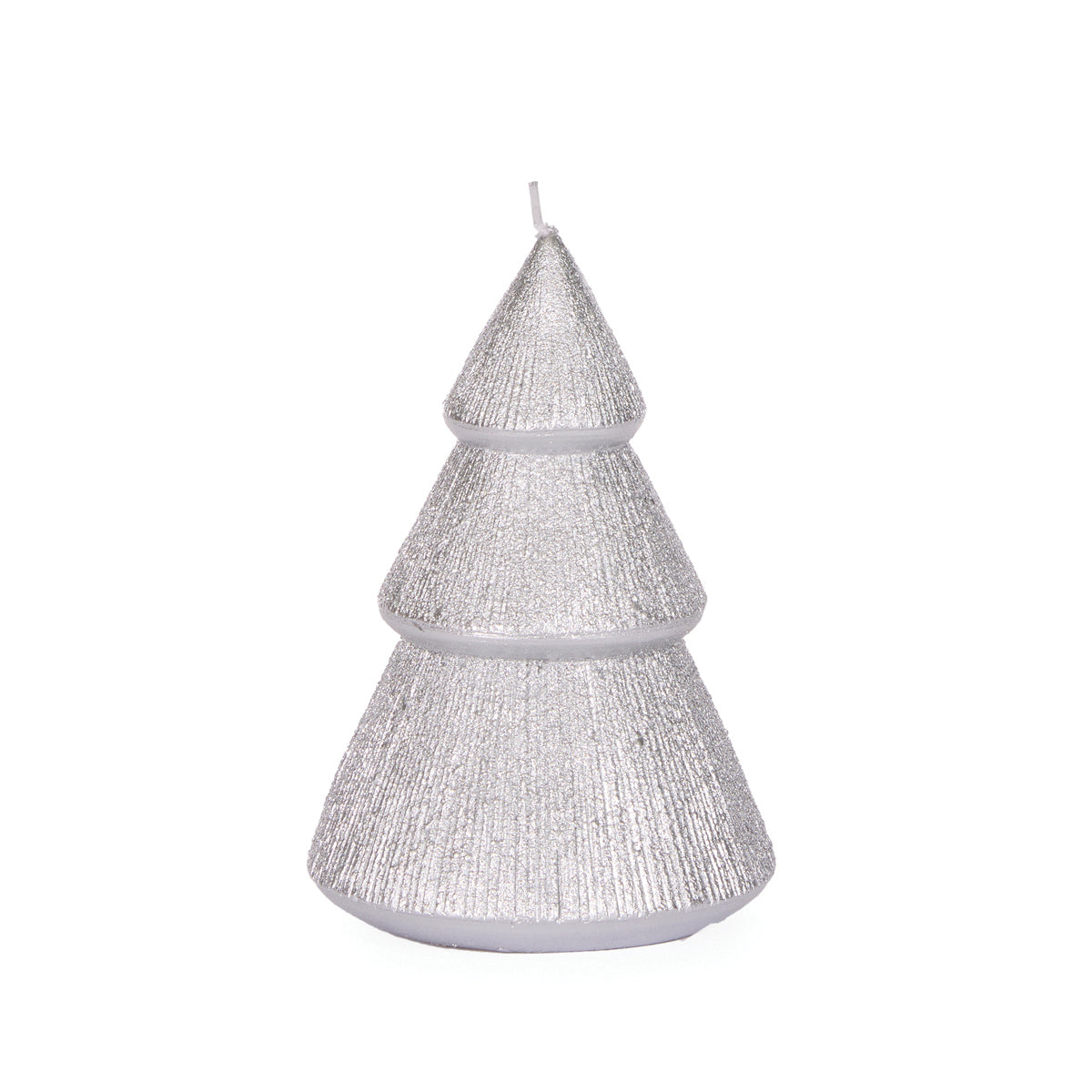 13.5 CM SILVER RIBBED TREE CANDLE