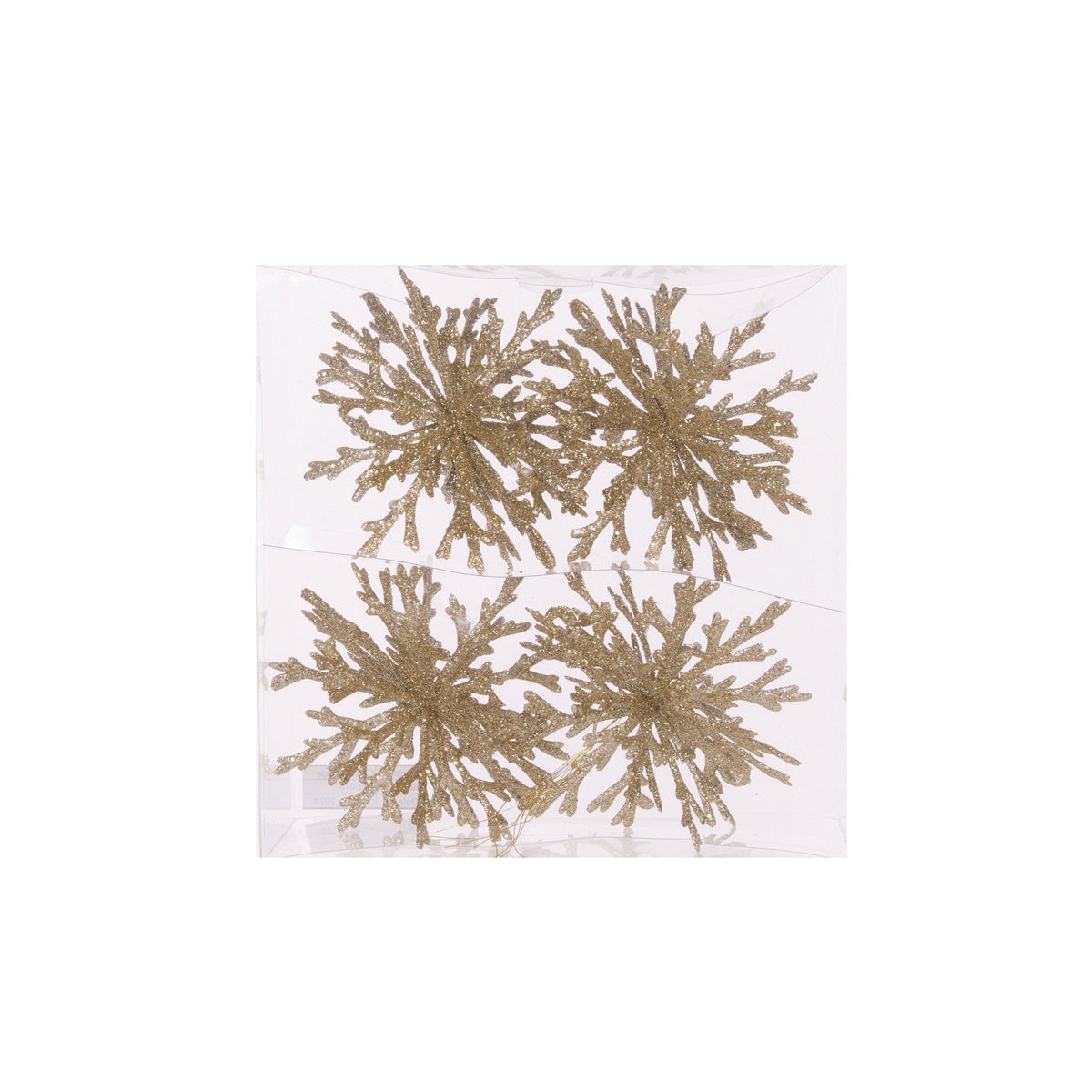 4 PK CHAMPAGNE GLITTER SNOWFLAKE