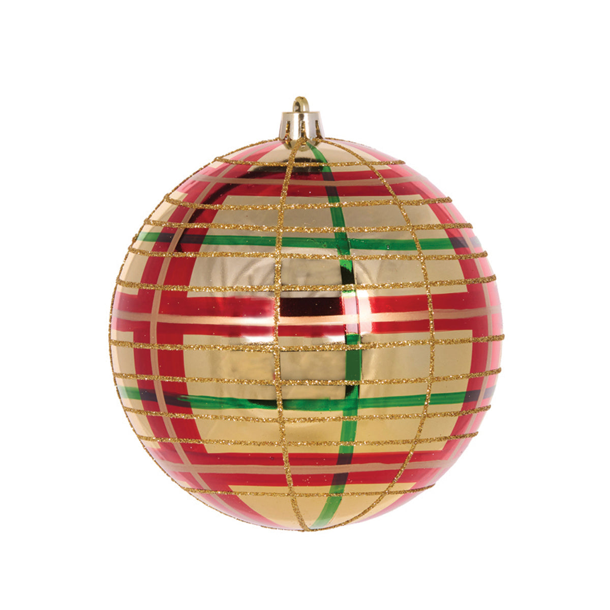 HIGH SHINE GOLD TRADITIONAL PLAID BAUBLE