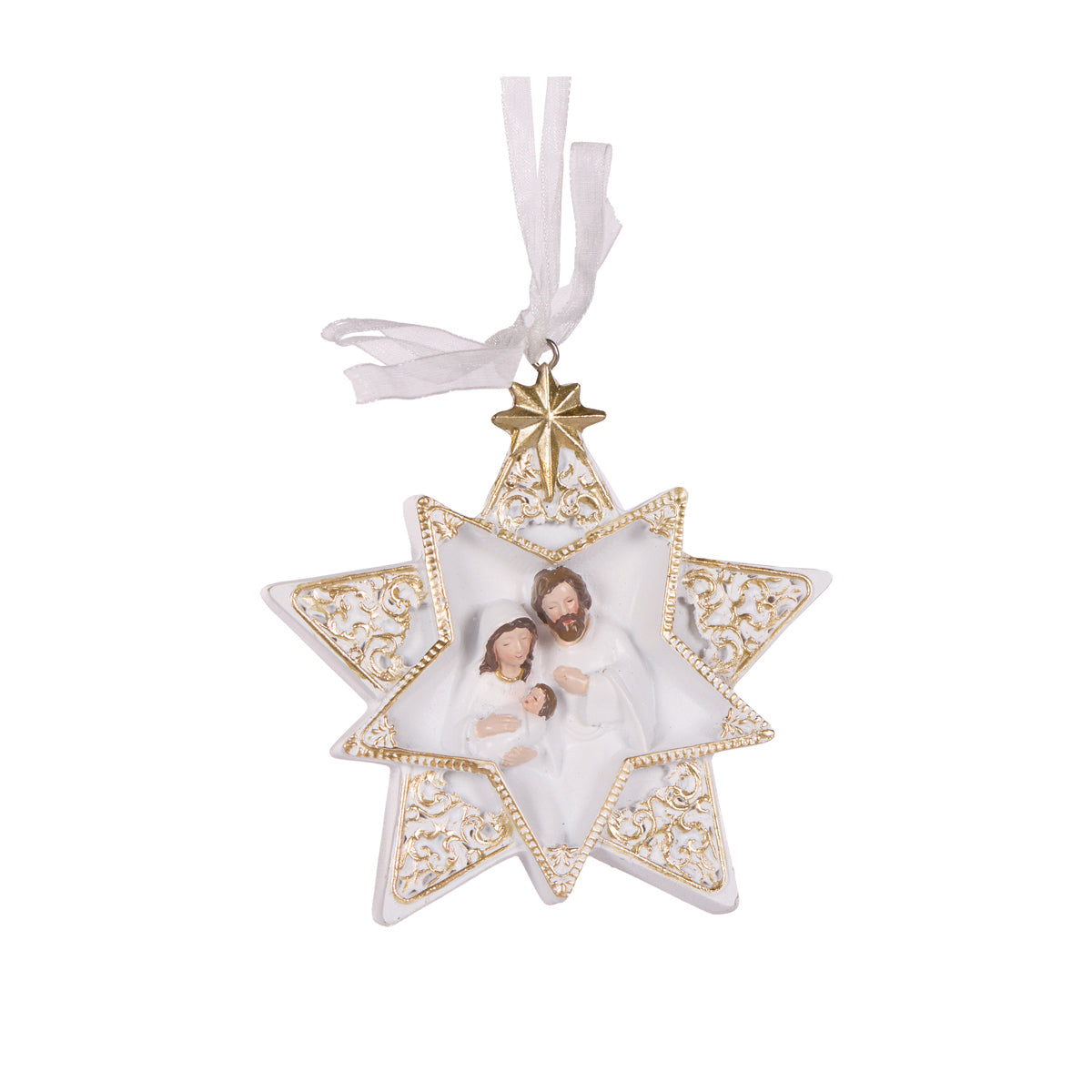 WHITE AND GOLD STAR NATIVITY HANGING
