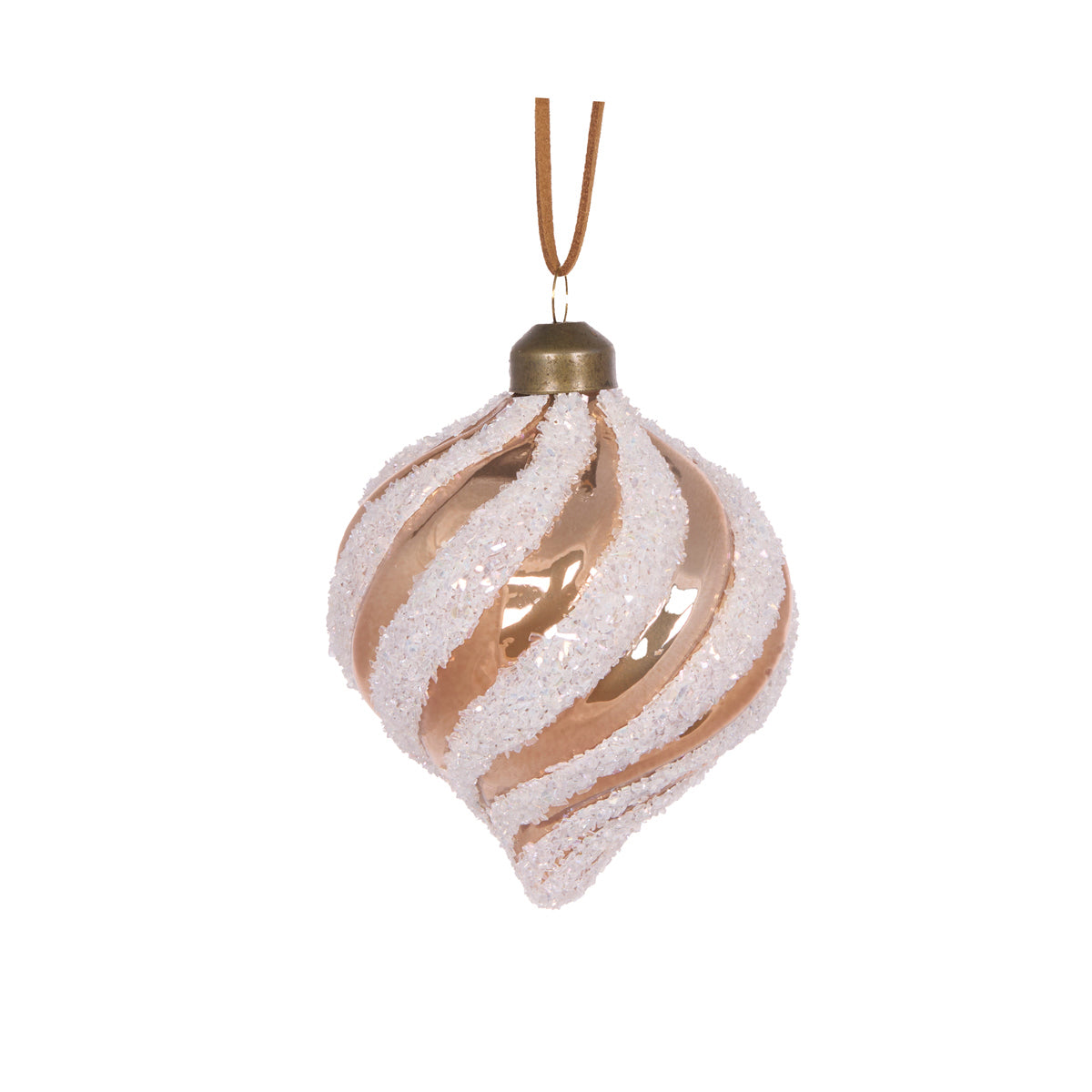 FROSTED GINGERBREAD SWIRL ONION BAUBLE