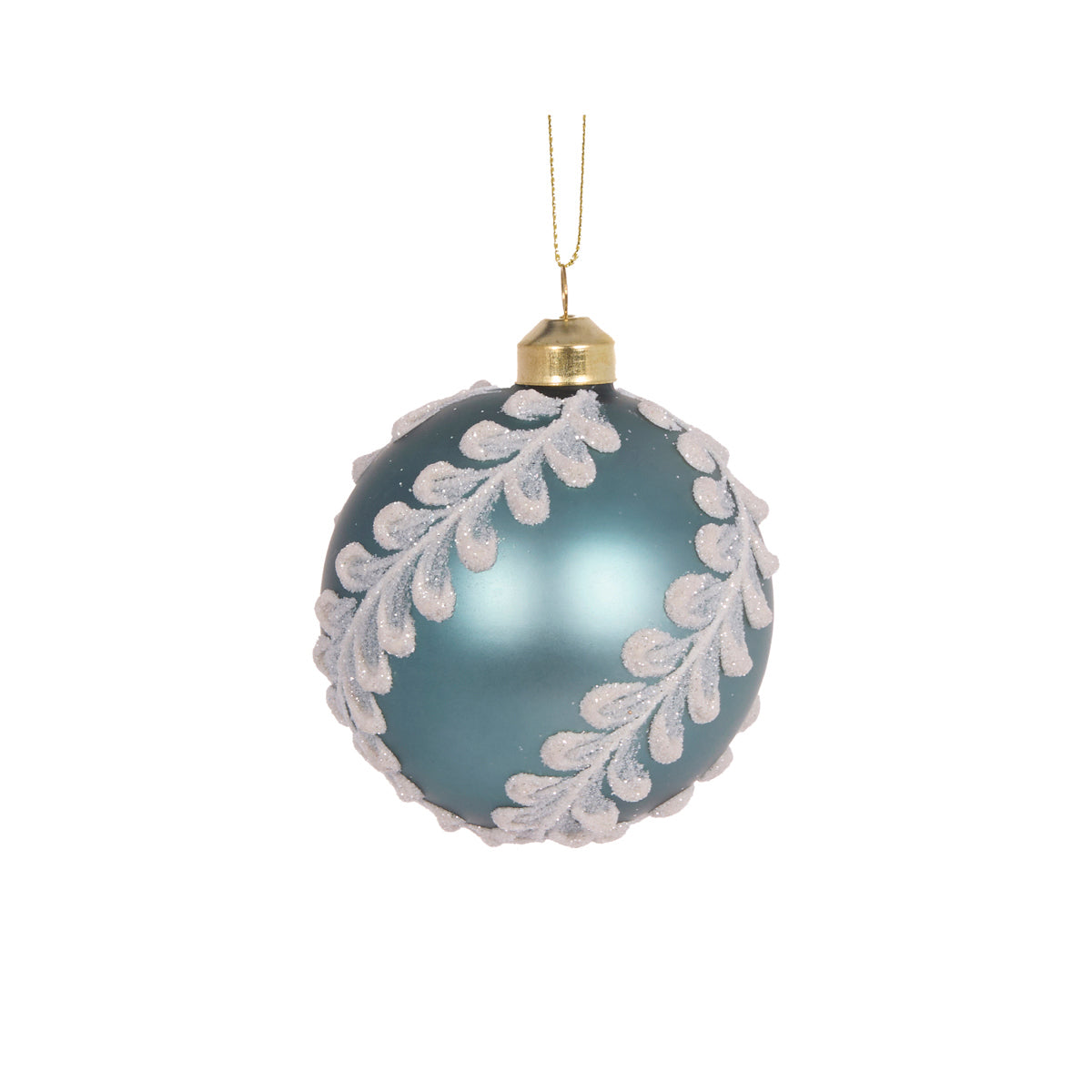 INTRICATE FROSTED BLUE FERN BAUBLE