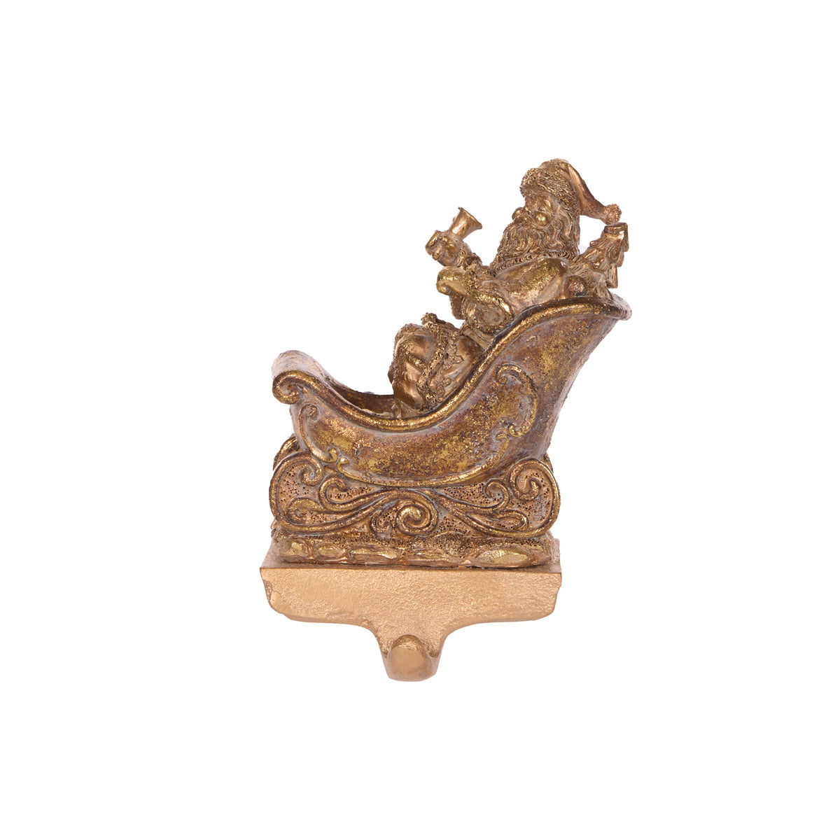 GILDED SANTA SLEIGH STOCKING HOLDER