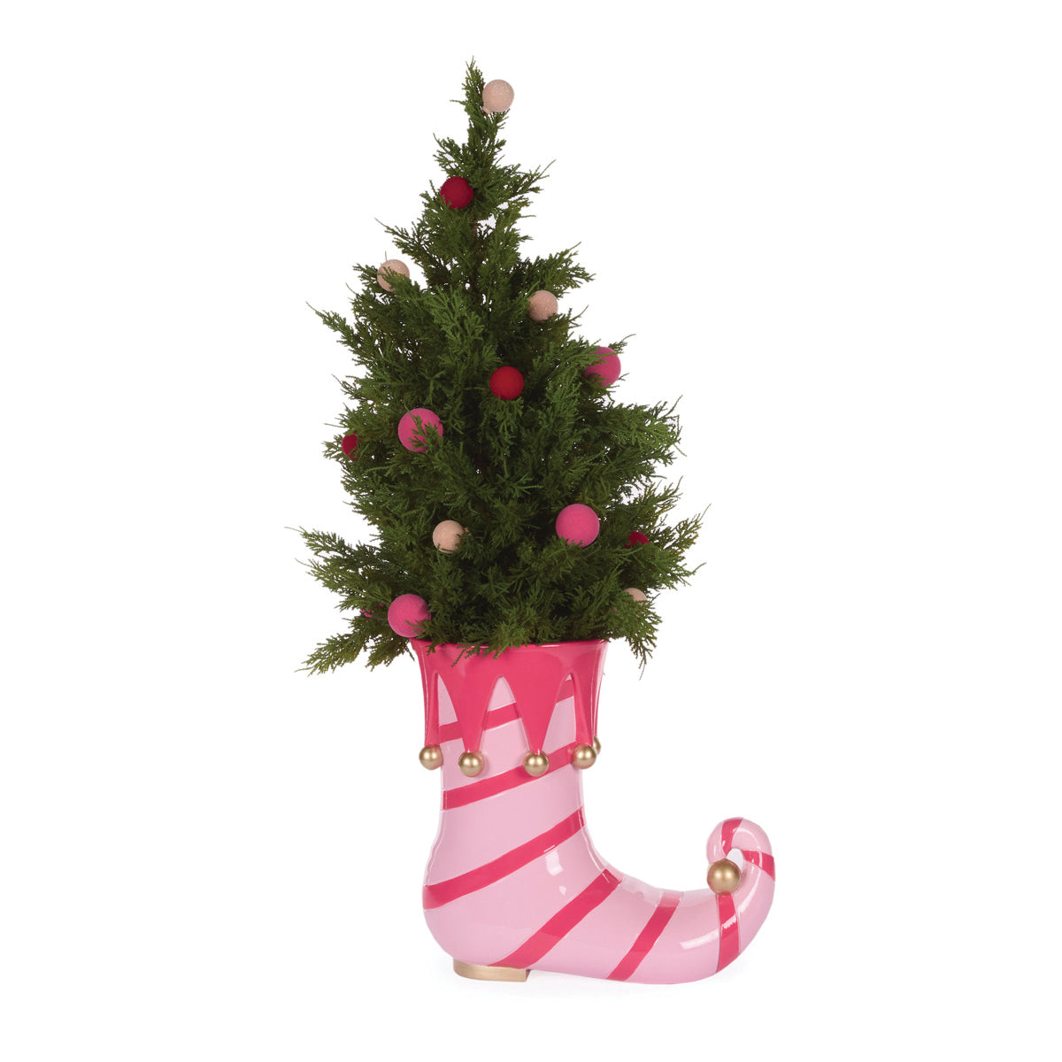 PINK STRIPE ELF BOOT CHRISTMAS TREE