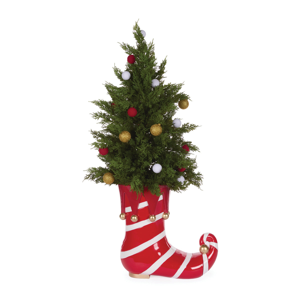 RED STRIPE ELF BOOT CHRISTMAS TREE